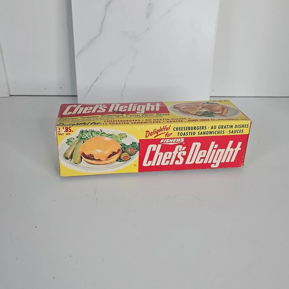 Vintage Fisher Cheese Co. Chef's Delight Empty Cardboard 2‎ lb Cheese Box